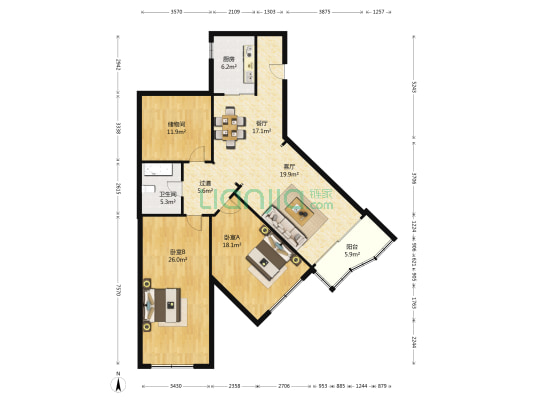 省七建集团段家滩住宅小区 2室2厅1卫 170平方