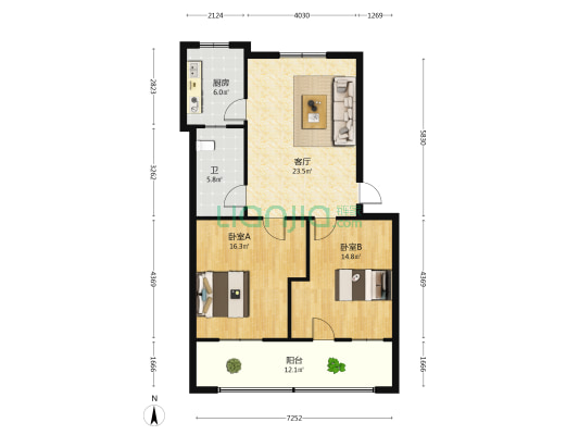 十中家属院 2室1厅1卫 88平方