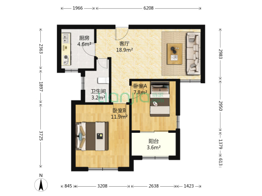 崧泽华城观景雅苑 2室1厅1卫 70平方