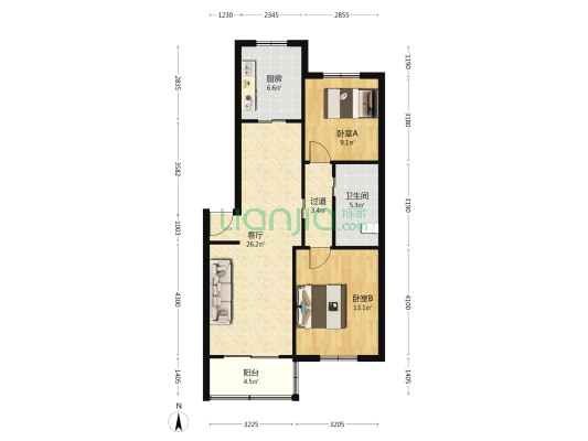 南环西路2039号 2室1厅1卫 85平方