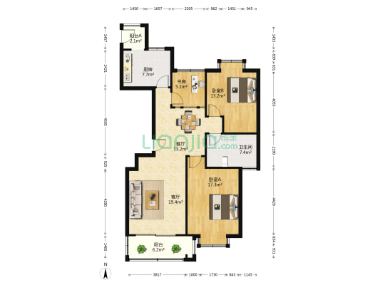 君御豪庭 3室2厅1卫 121平方