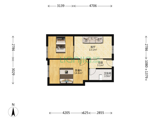 望亭商业广场 2室1厅1卫 62平方