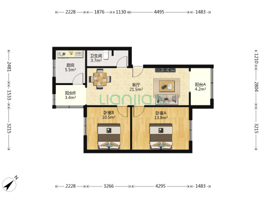 肖家河沿巷9号院 2室1厅1卫 70平方