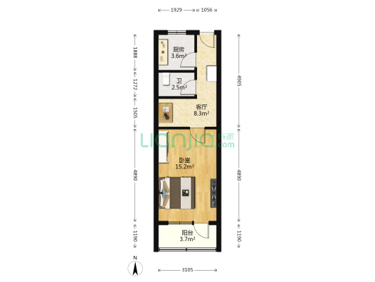 芳群园四区 1室1厅1卫 44平方