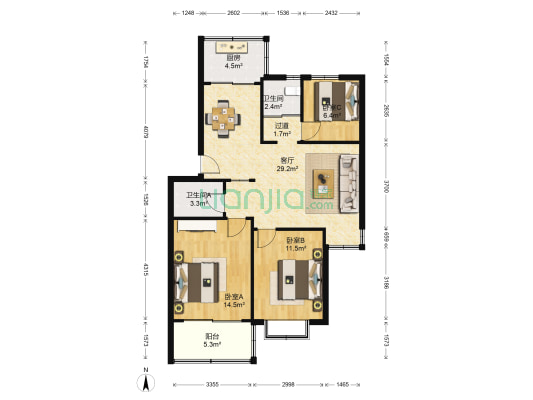 迎春苑 3室1厅2卫 99平方