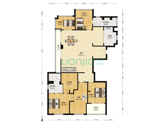 莱德绅华府 5室1厅2卫 208平方