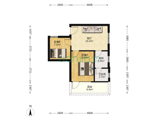 兴隆新街碧雅苑 2室1厅1卫 52平方