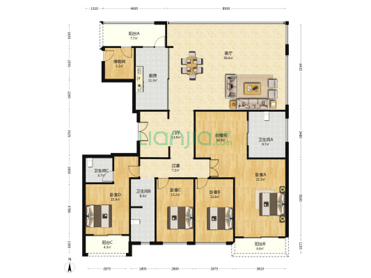 万科松湖天地 4室1厅3卫 243平方