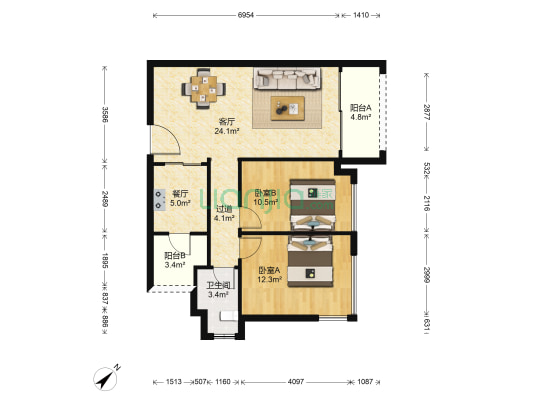 星汇半岛 2室2厅1卫 82平方