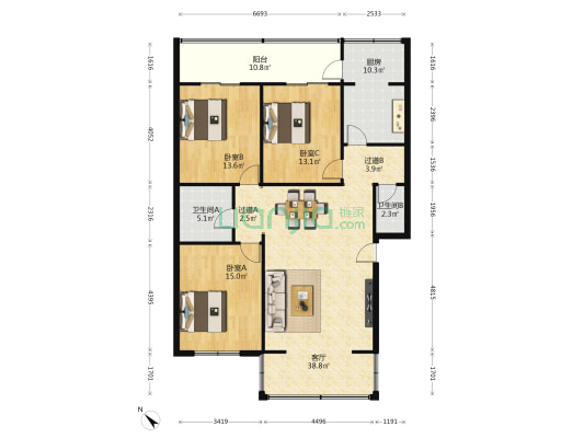 小天东巷88号 3室1厅2卫 136平方