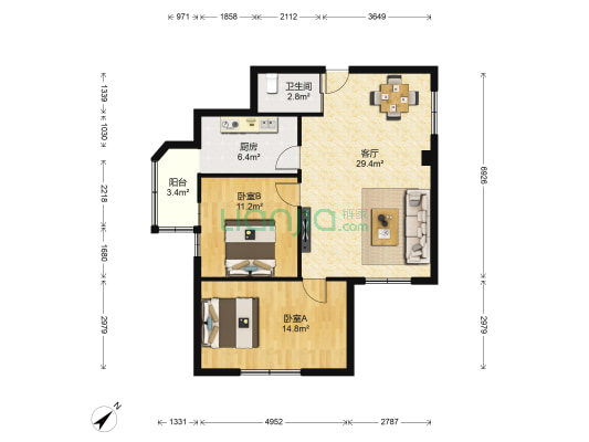 光华小区 2室1厅1卫 89平方