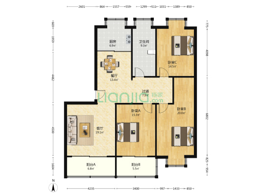 庆余东路 3室2厅1卫 139平方