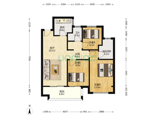 正荣湖悦澜庭 3室1厅2卫 98平方