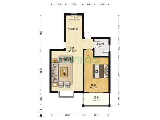 佳琳花园 1室1厅1卫 81平方