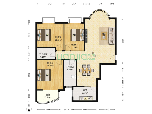 茗景城 3室1厅2卫 142平方