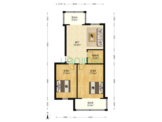 邮局家属楼 2室1厅0卫 87平方