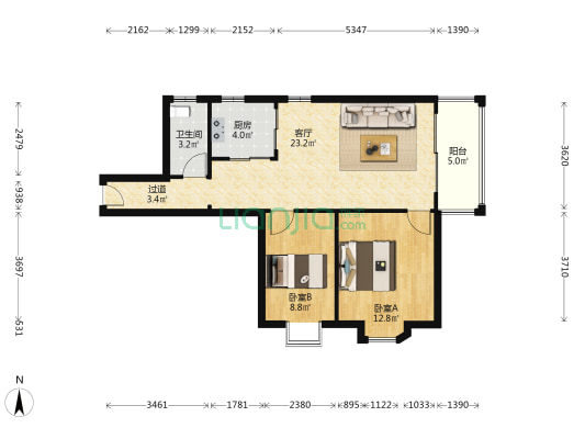 怡龙大厦 2室1厅1卫 78平方