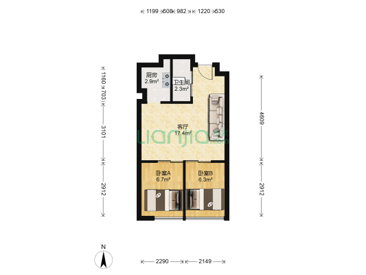 蓝光观岭威尼斯 2室1厅1卫 41平方