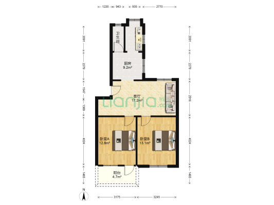 实验中学宿舍（永外正街88号） 2室1厅1卫 70平方