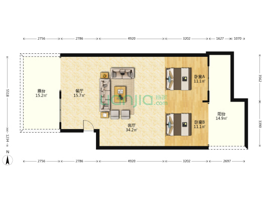 洪宫路100-114号 2室2厅0卫 120平方