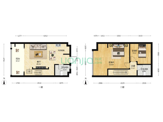 诚方·创世纪广场 2室1厅2卫 51平方