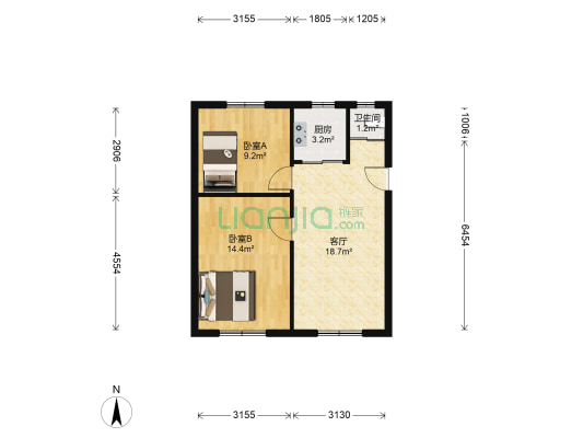 德宽路2号 2室1厅1卫 63平方