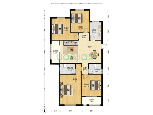 锦洋西苑 4室1厅2卫 159平方