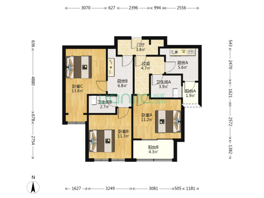 美罗家园吉翔苑 3室0厅2卫 94平方