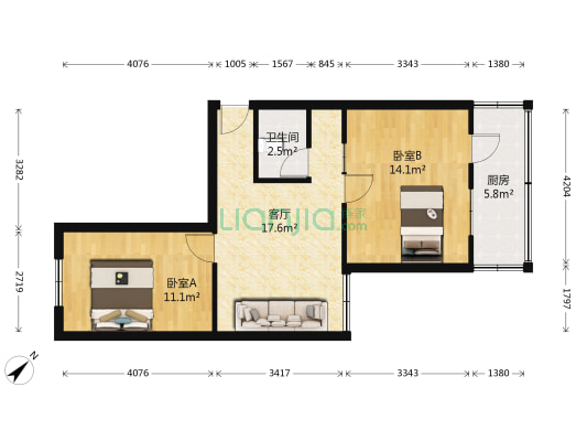 茵春里 2室1厅1卫 60平方