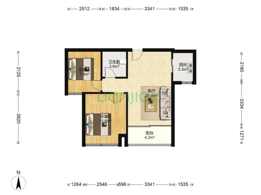 荣盛·湖畔郦舍百合苑 2室1厅1卫 73平方
