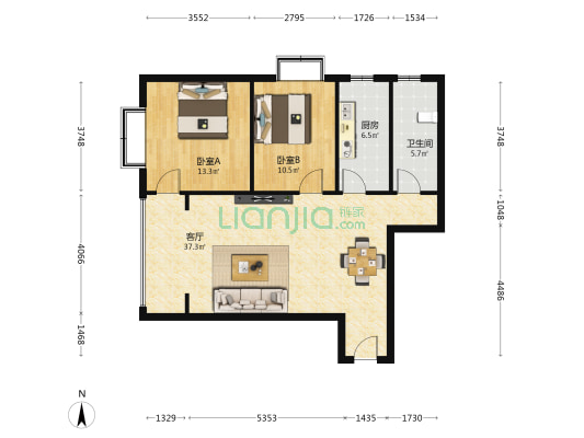 杏园春晓 2室1厅1卫 100平方