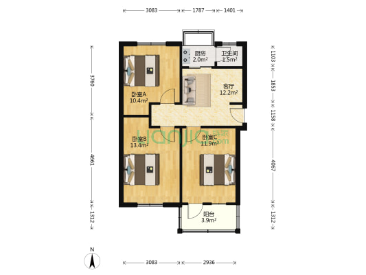 坤升社区 3室1厅1卫 71平方