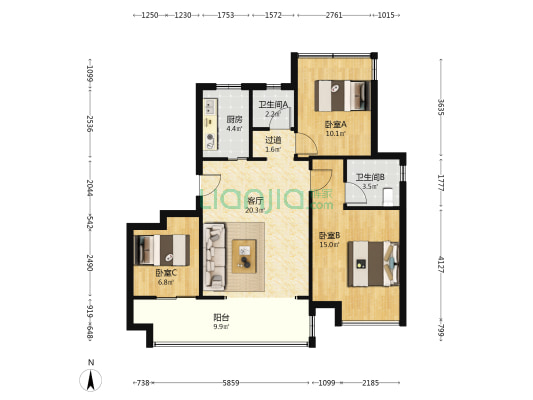 文一朗书轩 3室1厅2卫 99平方