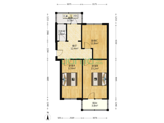 光明楼 3室1厅1卫 75平方