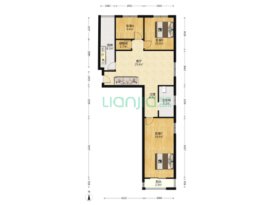立雪轩 3室1厅1卫 115平方