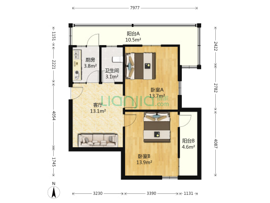 白鹭小区东花园 2室1厅1卫 76平方