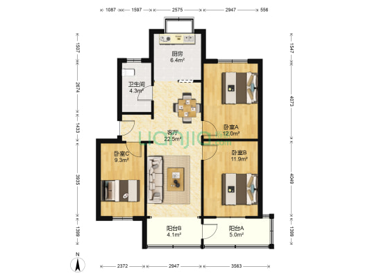 高速集团家属院 3室1厅1卫 97平方