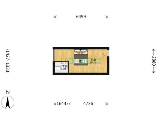 小手公寓 1室0厅1卫 26平方