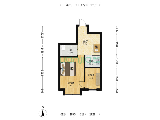 湖光景致 2室1厅1卫 44平方