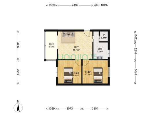 南坪正街 2室1厅1卫 60平方