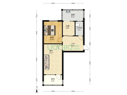 电力小区 1室1厅1卫 55平方