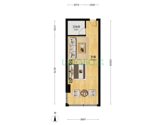 华星城 1室0厅1卫 52平方