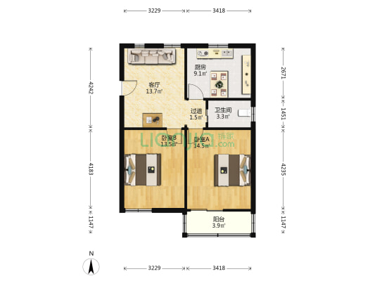 华师大二村 2室1厅1卫 78平方