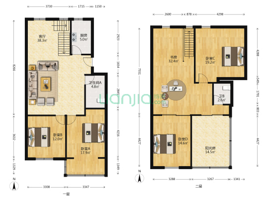 南园南路 5室1厅2卫 91平方