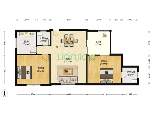 宝生街160号 2室1厅2卫 111平方