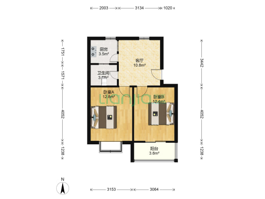 花山村 2室1厅1卫 60平方