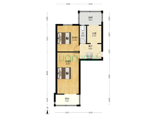化肥厂家属楼 2室1厅1卫 61平方