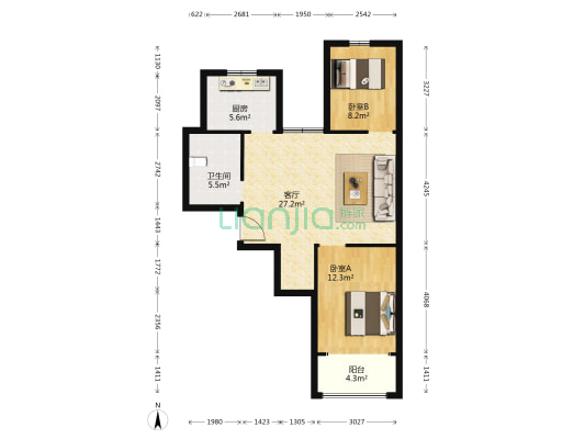 福源小区 2室1厅1卫 92平方