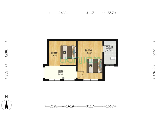 星宿生活广场&星辰 2室0厅1卫 60平方