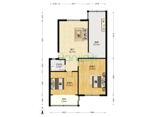 镇江南路 2室1厅1卫 104平方
